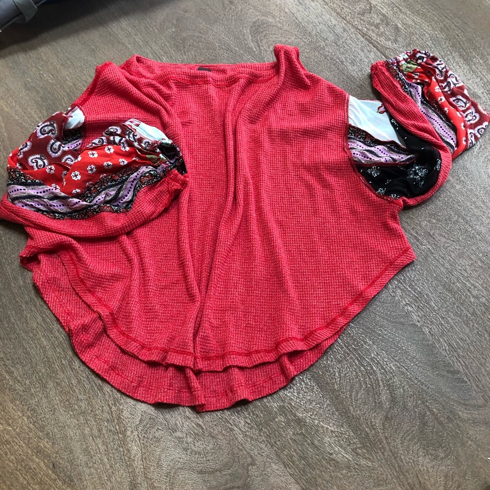 WE THE FREE Blossom Thermal Top Boho Peasant  Small